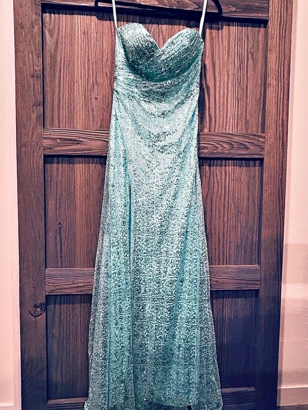 Aspeed Sequin Strapless Prom Dress in Green Size Small Like New